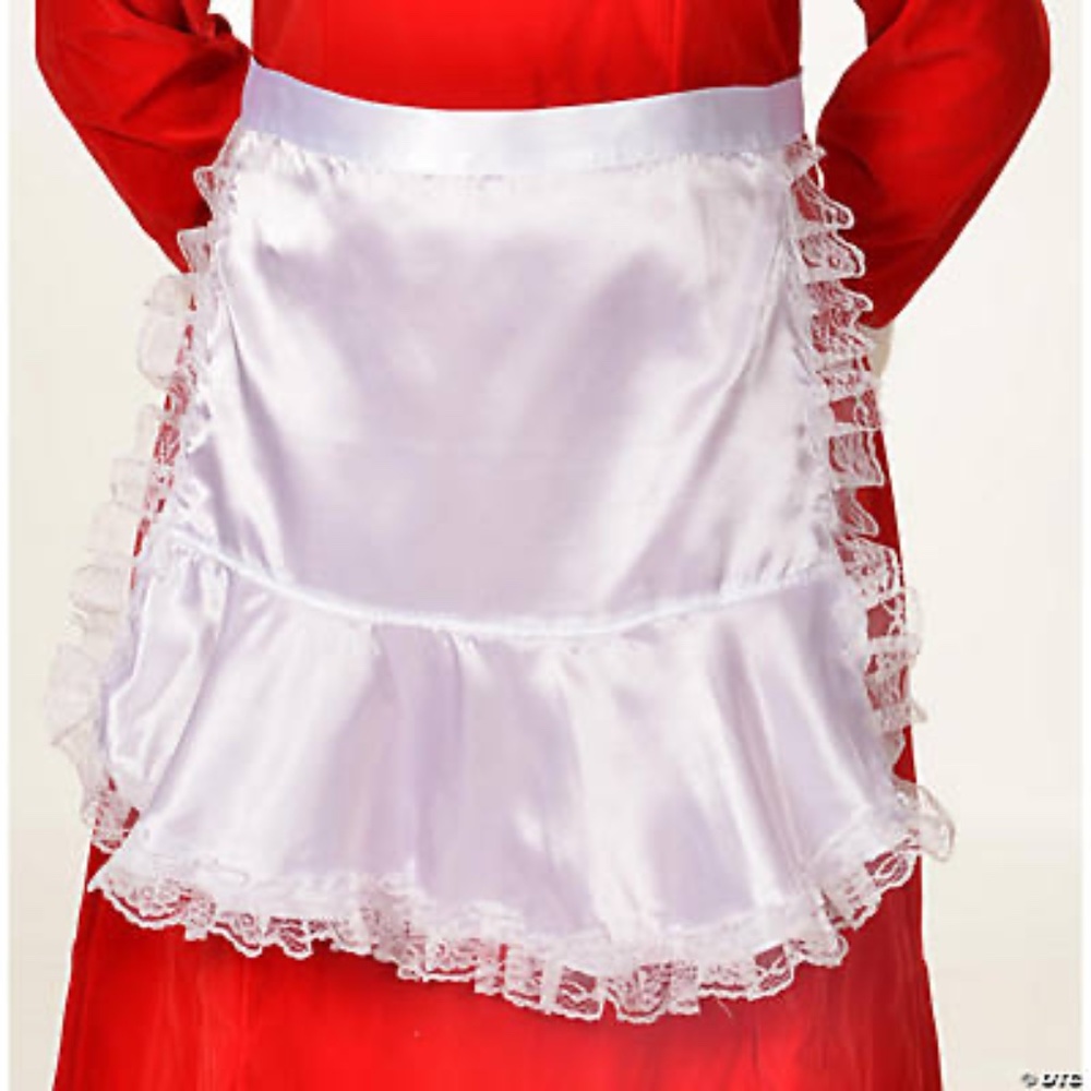 HALCO MRS SANTA CLAUS KNEE LENGTH SATIN APRON MAID HOSTESS COSTUME AE7049 NEW